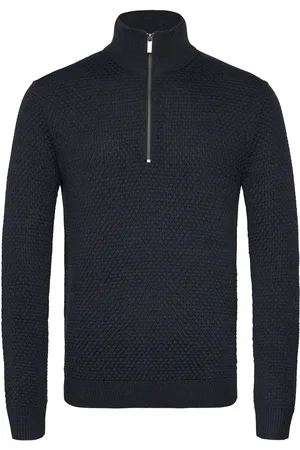 Bruun & Stengade Bs Innes Regular Fit Knitwear Tops Knitwear Half Zip Jumpers Navy