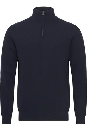 Mads Norgaard Eco Wool Halfdan Knit Tops Knitwear Half Zip Jumpers Navy