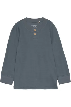 CeLaVi Blouse Ls, W. Print Tops T-shirts Long-sleeved T-Skjorte Blue