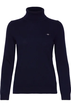 GANT Extrafine Lambswool Blend Rollneck Tops Knitwear Turtleneck Navy