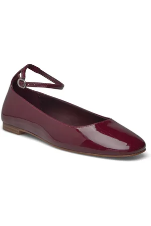 MANGO Patent Leather-Effect Ballet Flats Ballerinasko Ballerinaer Burgundy