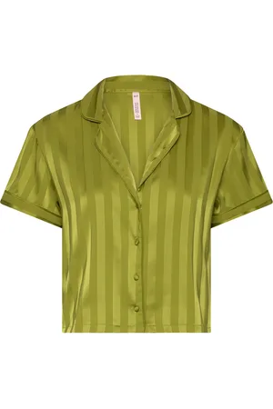 Hunkemöller Jacket Ss Satin Jacquard Top Green