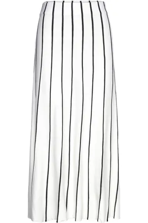 MANGO Striped Knitted Skirt Skirts Maxi Skirts White