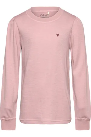 CeLaVi Blouse Ls, W. Print Tops T-shirts Long-sleeved T-Skjorte Pink