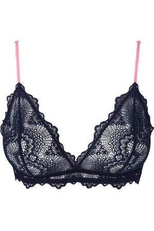 Understatement Lace Triangle Bralette 001 Lingerie Bras & Tops Soft Bras Bralette Navy