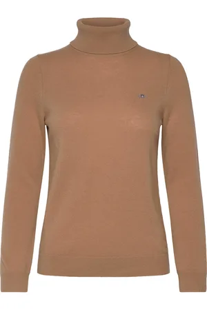 GANT Extrafine Lambswool Blend Rollneck Tops Knitwear Turtleneck Brown