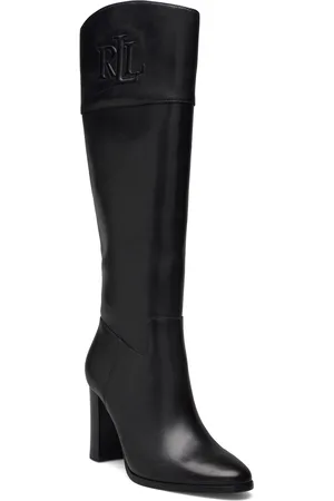 Ralph Lauren Page Ii Burnished Leather Tall Boot Lange Støvler Black