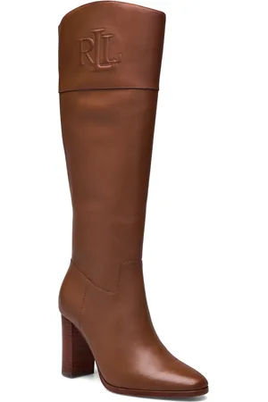 Ralph Lauren Page Ii Burnished Leather Tall Boot Lange Støvler Brown