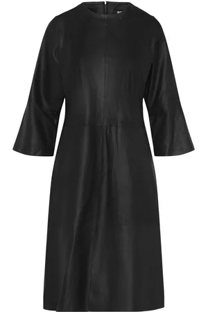 DEPECHE Rajadep Knee-Long Leather Dress Knælang Kjole Black