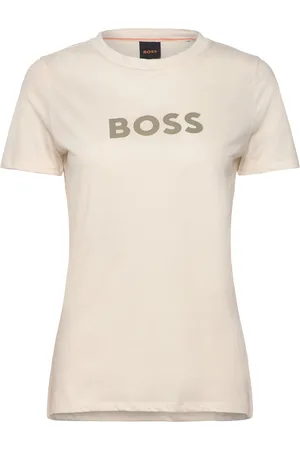 HUGO BOSS C_Elogo_5 Tops T-shirts & Tops Short-sleeved Cream