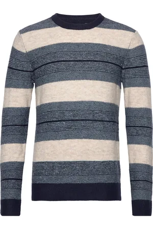 Blend Pullover Tops Knitwear Round Necks Blue