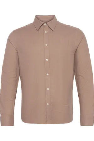 J Lindeberg Light Flannel Slim Shirt Tops Shirts Business Brown