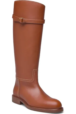 Ralph Lauren Calfskin Tall Riding Boot Lange Støvler Brown