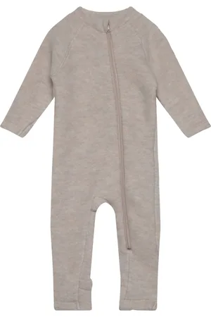 Mikk-Line Wool Baby Suit Outerwear Fleece Outerwear Fleece Coveralls Beige