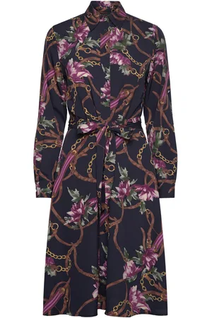 Ralph Lauren Print Crepe Shirtdress Kort Kjole Black