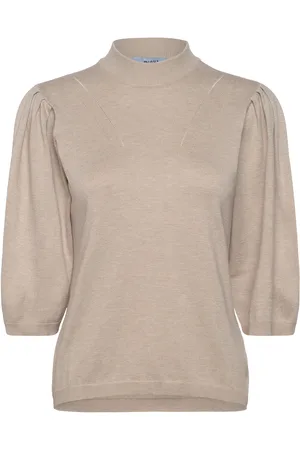 Minus Mskylina High Neck Knit T-Shirt Tops Knitwear Jumpers Beige