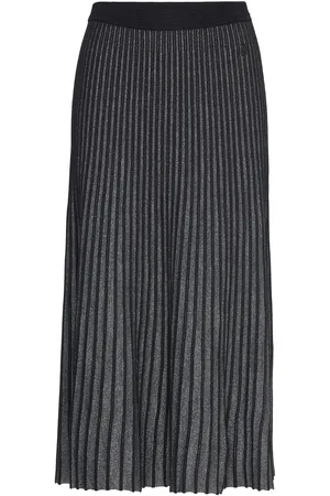 Karl Lagerfeld Pleated Lurex Knit Skirt Skirts Knee-length & Midi Skirts Black