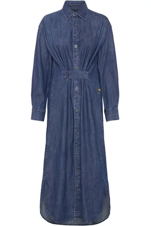 G-Star Long Tab Shirt Dress L\S Wmn Maxikjole Festkjole Blue