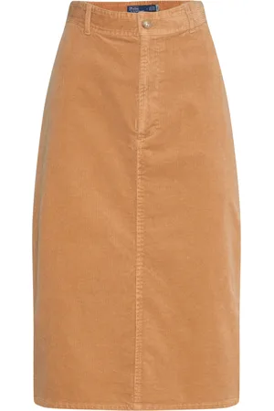 Ralph Lauren Corduroy Pencil Midi Skirt Skirts Knee-length & Midi Skirts Beige