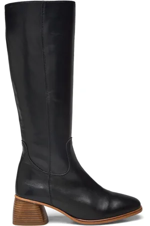 ANGULUS Boots - Block Heel With Zipper Lange Støvler Black