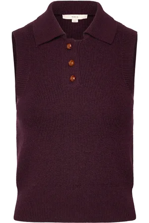 REMAIN Birger Christensen Knitted Polo Top Designers Knitted Vests Burgundy
