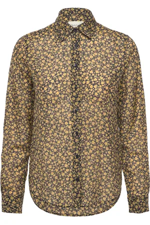 GANT Reg Floral Print Cot/Silk Shirt Tops Shirts Long-sleeved Yellow