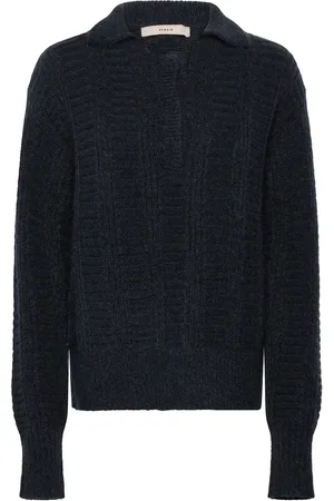 REMAIN Birger Christensen Knitted Polo Sweater Designers Knitwear Jumpers Navy