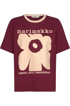 Marimekko Erna Unikko Placement Tops T-shirts & Tops Short-sleeved Burgundy