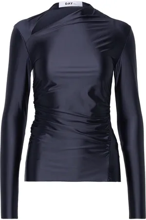 DAY Birger et Mikkelsen Loria - Glossy Stretch Tops T-shirts & Tops Long-sleeved Navy