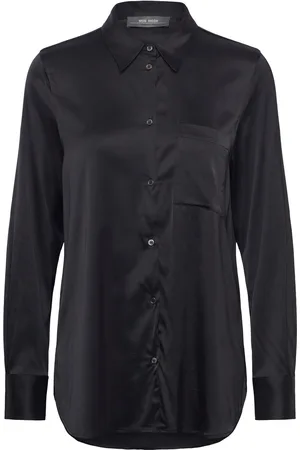 Mos Mosh Mmlinda Satin Shirt Tops Shirts Long-sleeved Black
