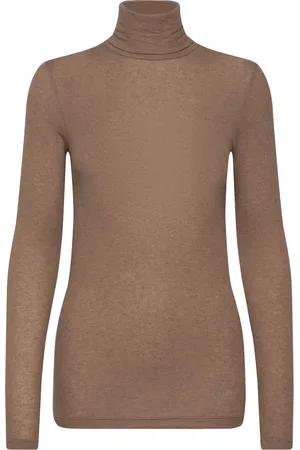 Bruuns Bazaar Angelabb Roll Neck Tops T-shirts & Tops Long-sleeved Brown
