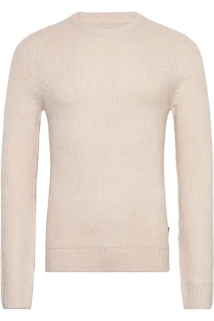 Blend Pullover Tops Knitwear Round Necks Cream