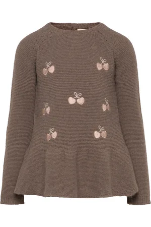 Copenhagen Colors Lambwool Blouse W. Frill & Bow Emb Tops Blouses & Tunics Brown