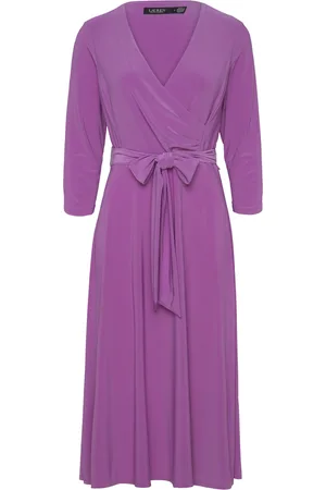 Ralph Lauren Surplice Jersey Dress Knælang Kjole Purple
