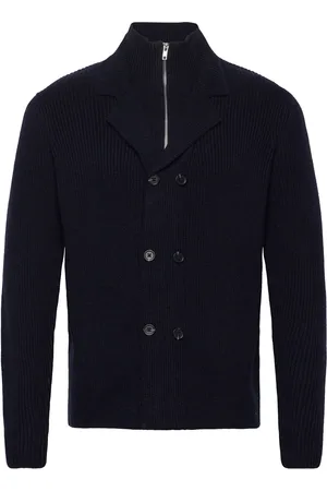 Bruun & Stengade Bs Vilhelm Regular Fit Knitwear Tops Knitwear Half Zip Jumpers Navy