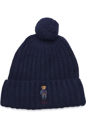 Ralph Lauren Rws Wool Recyc Nyln-Pom Dnm Bear Be Accessories Headwear Beanies Navy