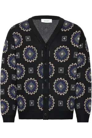 Les Deux Aro Paisley Cardigan Tops Knitwear Cardigans Navy