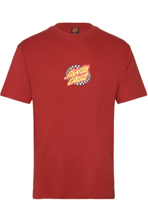 Santa Cruz Oval Check Flame Front Tops T-Kortærmet Skjorte Red