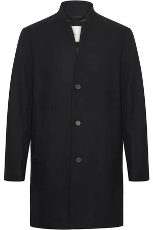 TOM TAILOR Wool Coat Uldfrakke Frakke Black