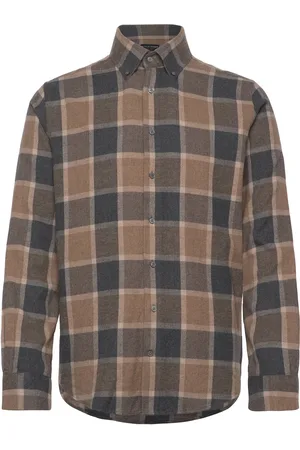 Bruun & Stengade Bs Wilton Casual Modern Fit Shirt Tops Shirts Casual Brown