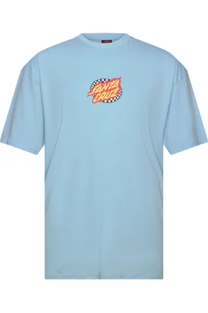 Santa Cruz Oval Check Flame Front Tops T-Kortærmet Skjorte Blue