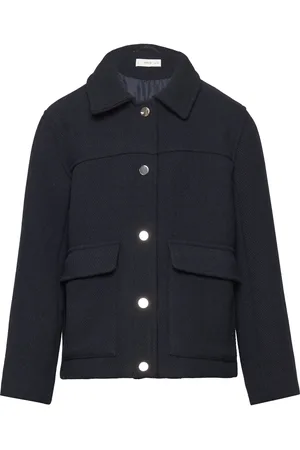 MANGO Straight Pocketed Coat Outerwear Jackets & Coats Coats Black