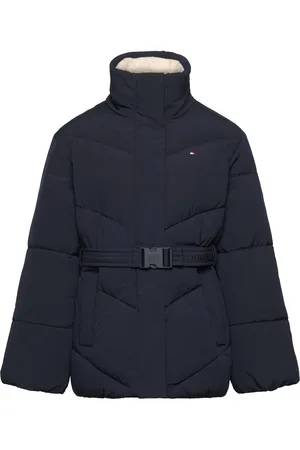Tommy Hilfiger Teddy Collar Mid Lenght Puffer Foret Jakke Navy