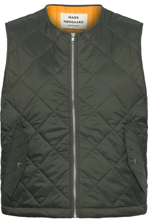 Mads Norgaard Recy Shine Cole Waistcoat Vests Padded Vests Khaki Green