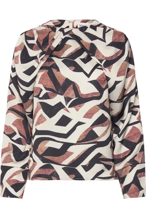 By Malina Evie Pleated Neckline Blouse Designers Blouses Long-sleeved Multi/patterned