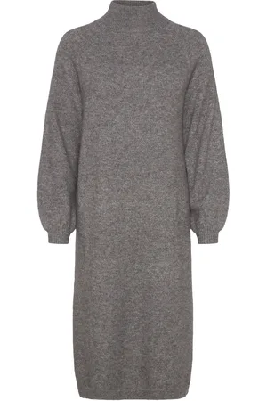 Y.A.S Balis Ls Funnel Knit Dress S. Noos Dresses Knitted Dresses Grey