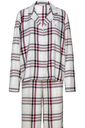 Tommy Hilfiger Gift Full Flannel Pj Set&Slipper Pyjamas Nattøj White