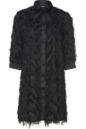 SELECTED Slfmyline 3/4 Short Fluffy Shirt Dress B Kort Kjole Black