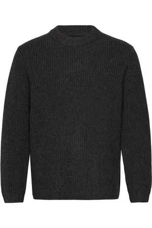 GARMENT PROJECT Boxy Wool Knit - Navy Tops Knitwear Round Necks Grey