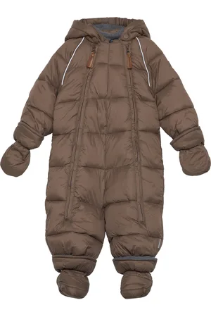 Mikk-Line Puff Baby Suit W Acc Rec. Outerwear Coveralls Snow-ski Coveralls & Sets Brown